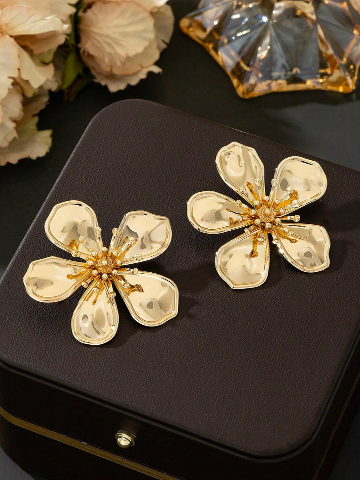 5-Petal Flower Stud Earrings for Women - Vintage Palace Style