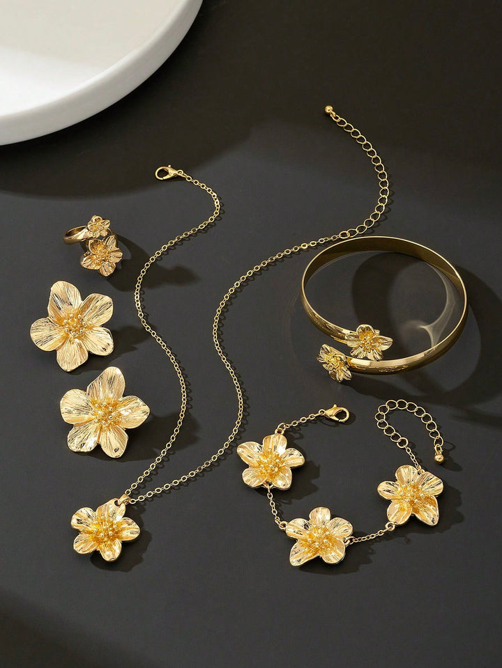 5-Piece Women’s Jewelry Set | Delicate 5-Petaled Flower Design