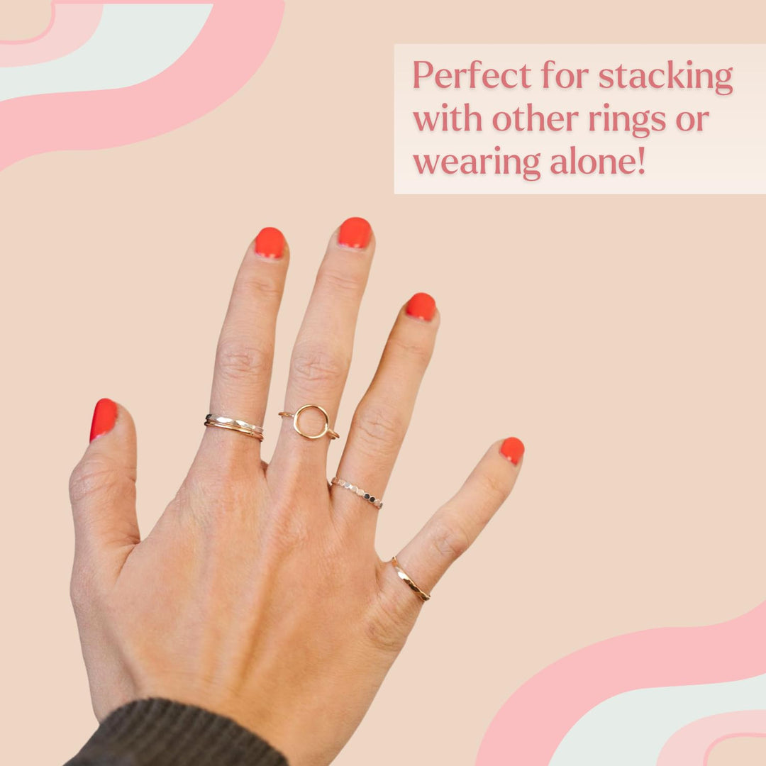 Dainty14k Gold Filled Rings For Women & Girls Thin Stacking Ring | Non-Tarnish Simple & Minimalist Gold Ring | Gold Band | Trendy Gifts for Mom, Sister, Friend (7)